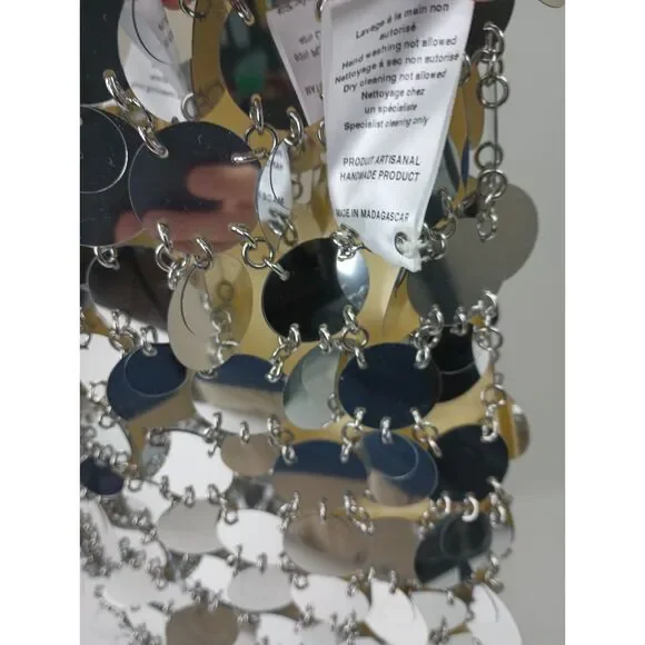 Paco Rabanne Women's Silver Sparkle Discs Chainmail Mini Dress Size 38 FR $4150+ - Picture 8 of 8